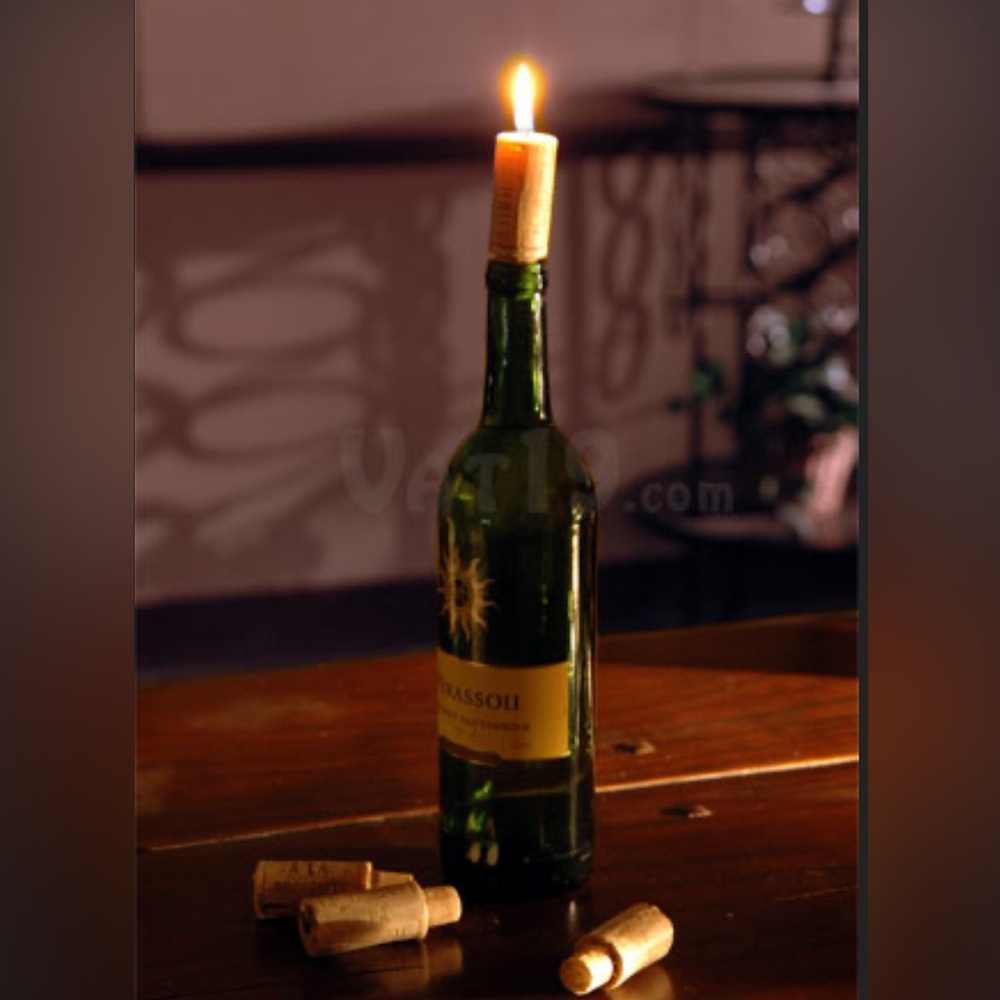 Champagne Bottle Cork Candles — Set of 4 — NWT